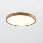 Modern circular ceiling light with adjustable LED light in warm walnut color for living room and bedroom