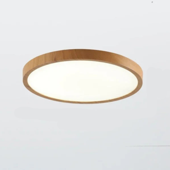 Modern circular ceiling light with adjustable LED light in warm walnut color for living room and bedroom
