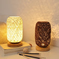 Rattan wood table lamp