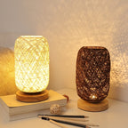Rattan wood table lamp