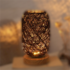 Rattan wood table lamp