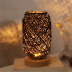 Rattan wood table lamp