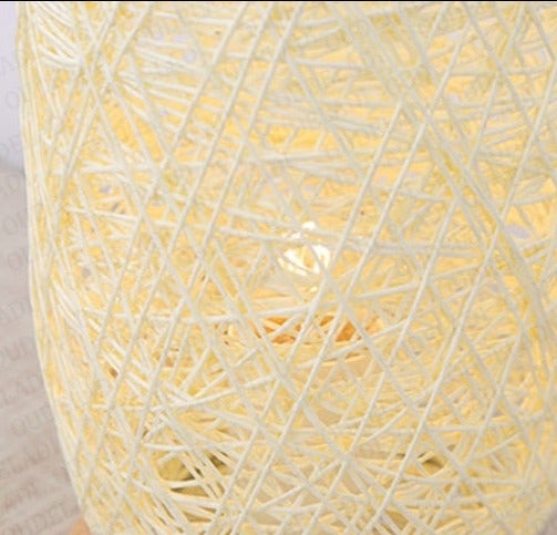Rattan wood table lamp