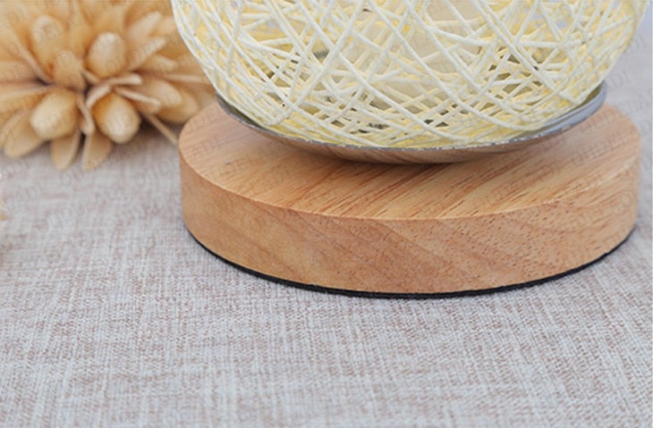 Rattan wood table lamp