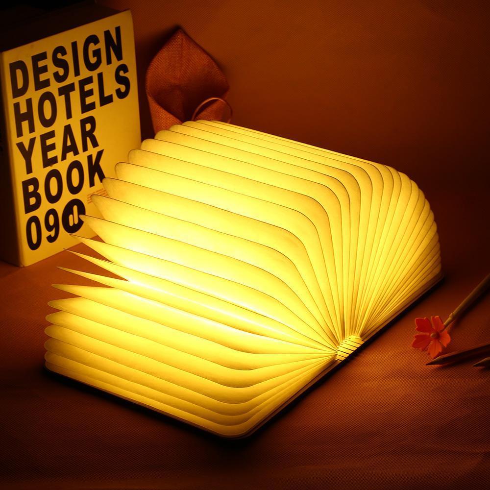 LED Folding 360 Wood Book Night Lamp Desk Lamp USB Rechargeable
