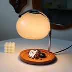Glass table lamp in retro style with stand