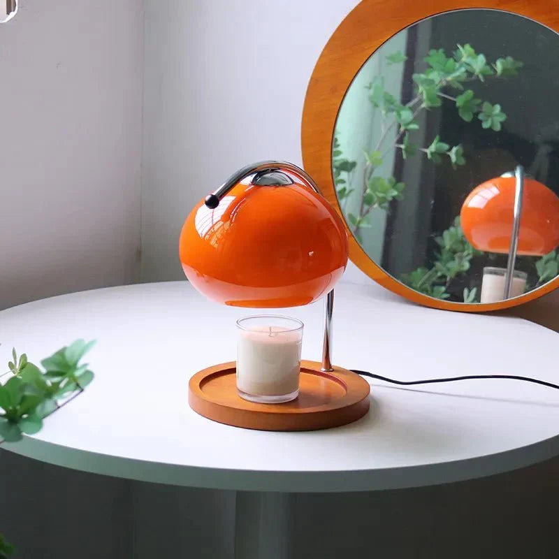Glass table lamp in retro style with stand