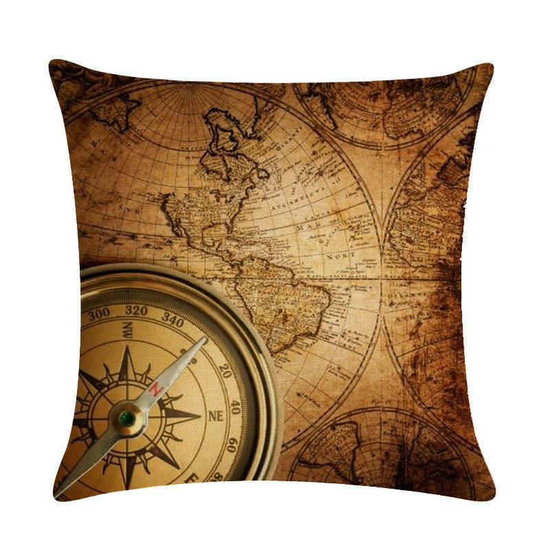 18" Throw Pillow Case Cushion Cover Home Decor Vintage World Map Pattern Cojines Madigas