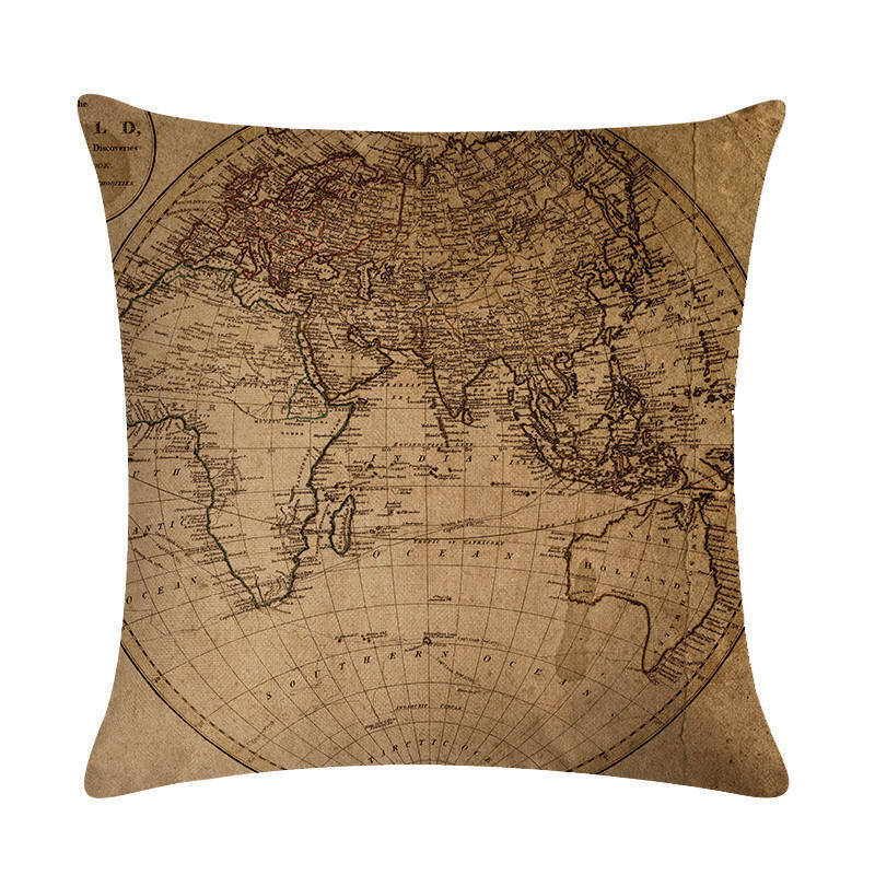 18" Throw Pillow Case Cushion Cover Home Decor Vintage World Map Pattern Cojines Madigas