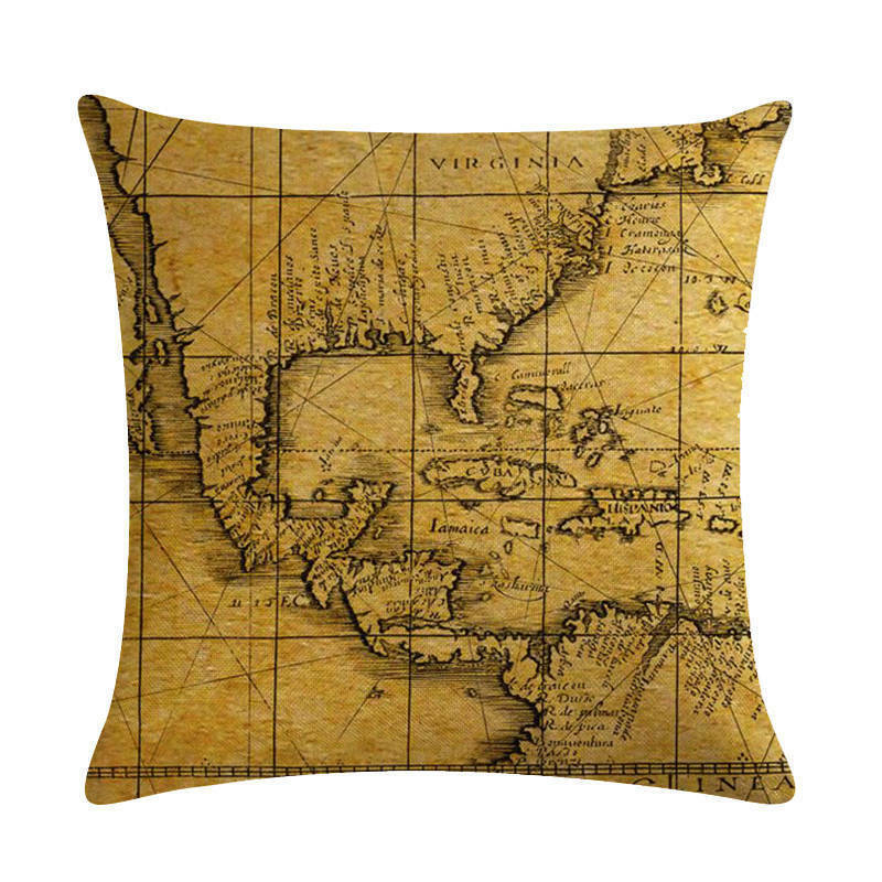 18" Throw Pillow Case Cushion Cover Home Decor Vintage World Map Pattern Cojines Madigas