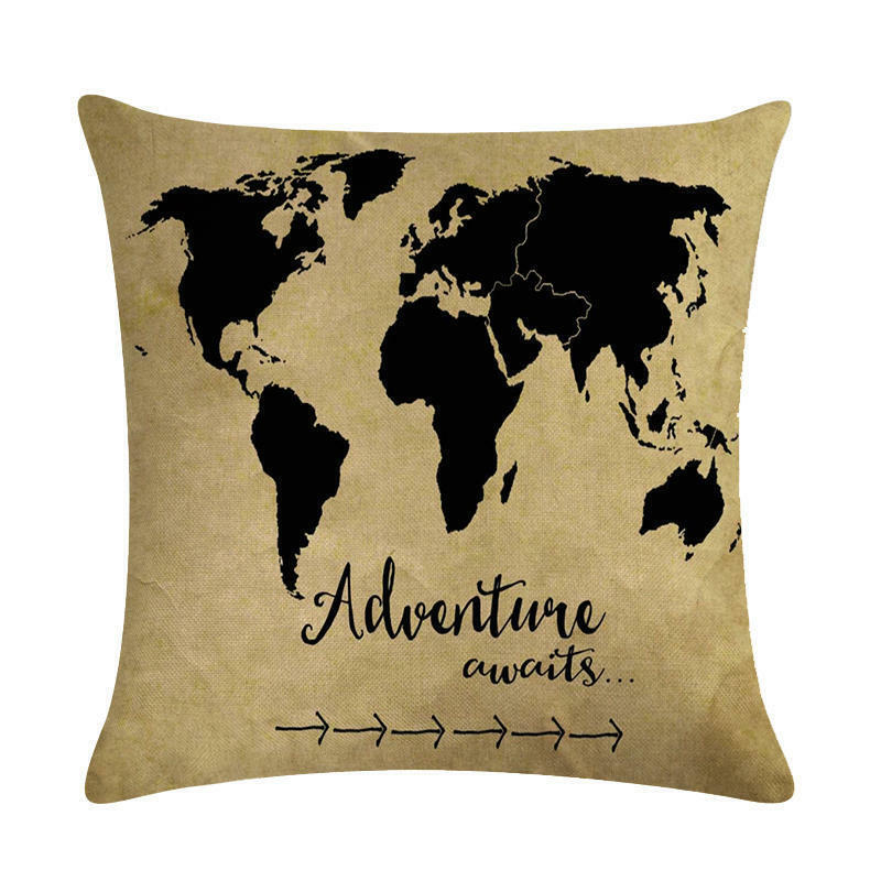 18" Throw Pillow Case Cushion Cover Home Decor Vintage World Map Pattern Cojines Madigas