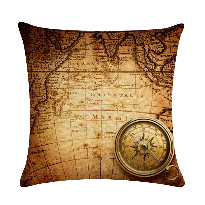 18" Throw Pillow Case Cushion Cover Home Decor Vintage World Map Pattern Cojines Madigas