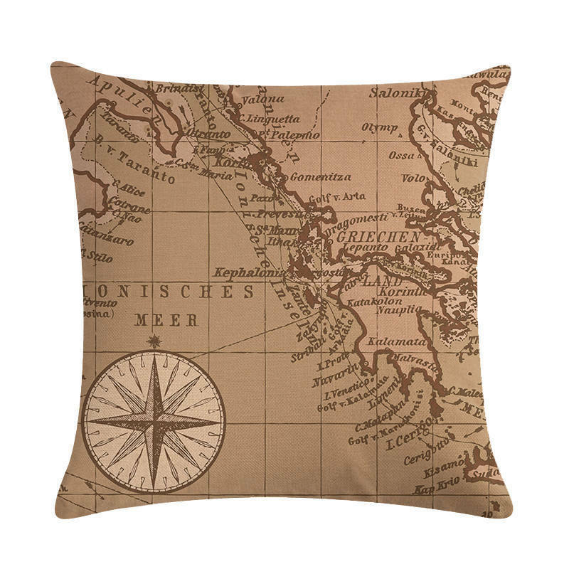 18" Throw Pillow Case Cushion Cover Home Decor Vintage World Map Pattern Cojines Madigas